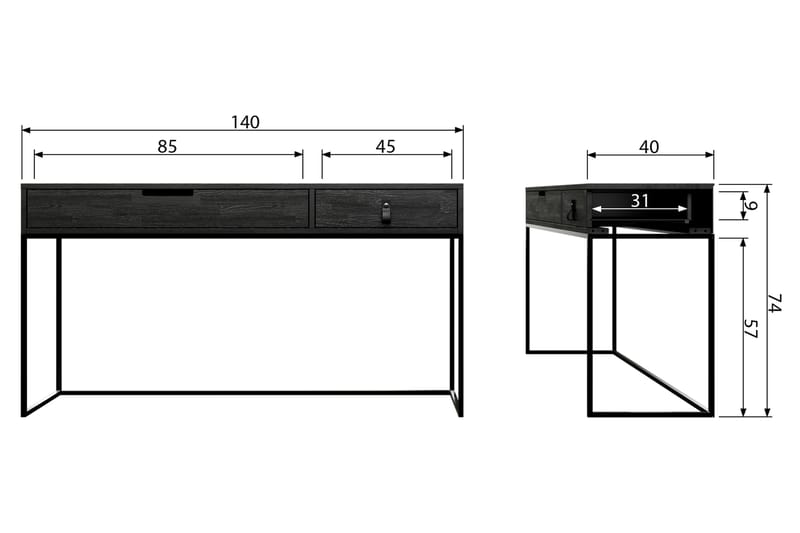 Avlastningsbord Iria 140 cm - Svart Ek - Möbler - Bord & matgrupp - Avlastningsbord & sidobord