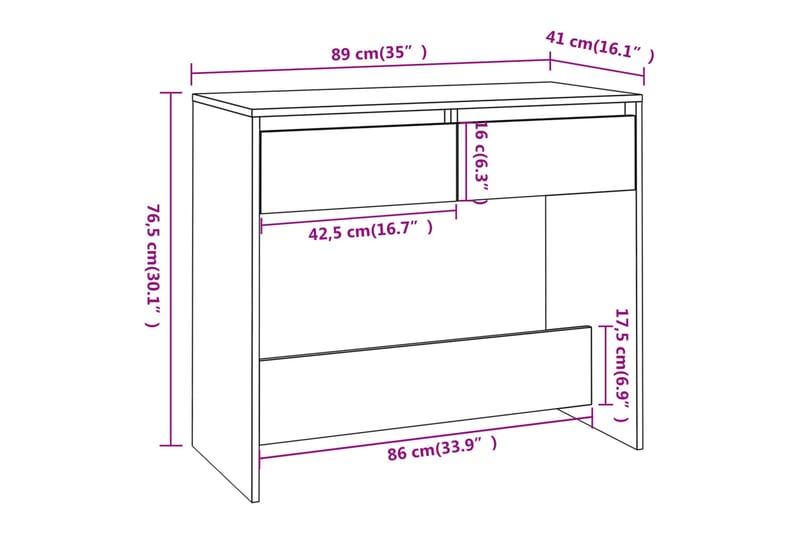 Konsolbord betonggrå 89x41x76,5 cm stål - Grå - Möbler - Bord & matgrupp - Avlastningsbord & sidobord