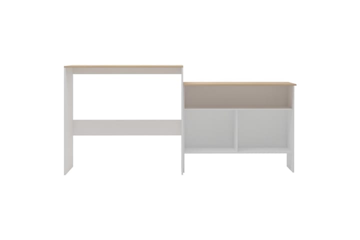 Barbord med 2 bordsskivor vit och ek 130x40x120 cm - Vit - Möbler - Bord & matgrupp - Barbord & ståbord