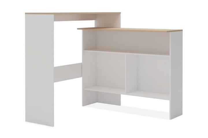 Barbord med 2 bordsskivor vit och ek 130x40x120 cm - Vit - Möbler - Bord & matgrupp - Barbord & ståbord