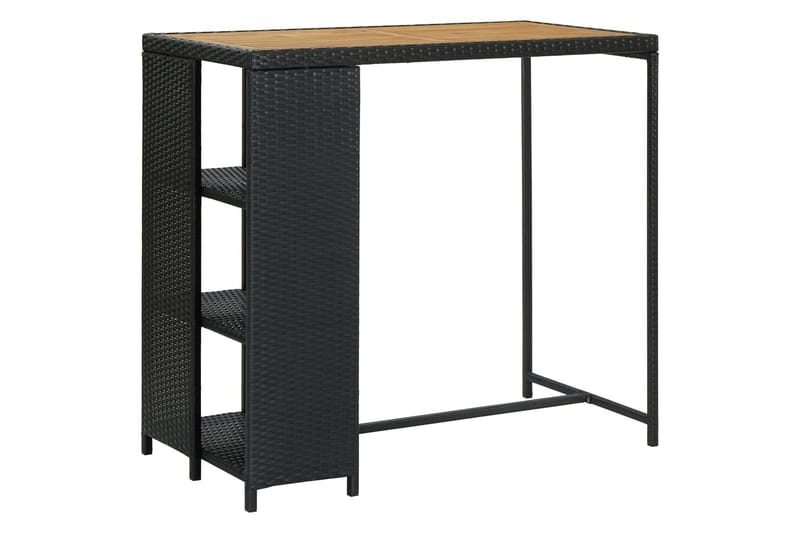 Barbord med förvaringshyllor svart 120x60x110 cm konstrottin - Svart - Möbler - Bord & matgrupp - Barbord & ståbord