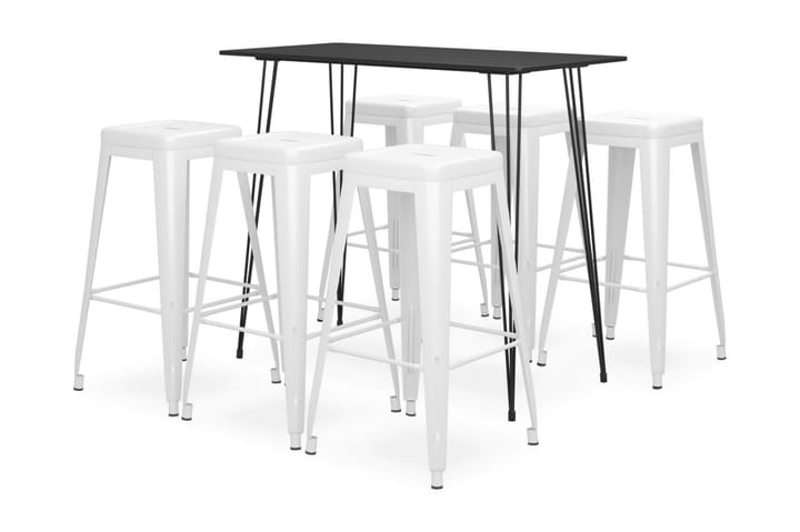 Bargrupp 7 delar svart och vit - Svart - Möbler - Bord & matgrupp - Barbord & ståbord