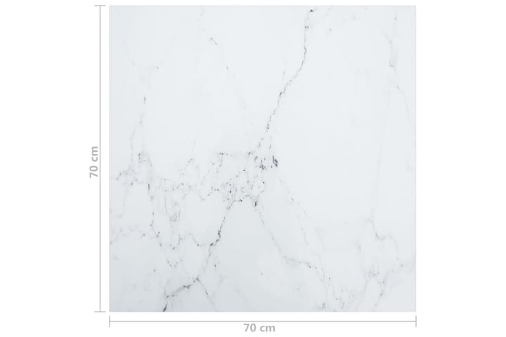Bordsskiva vit 70x70 cm 6 mm härdat glas med marmortextur - Vit - Möbler - Bord & matgrupp - Bordstillbehör - Illäggsskiva