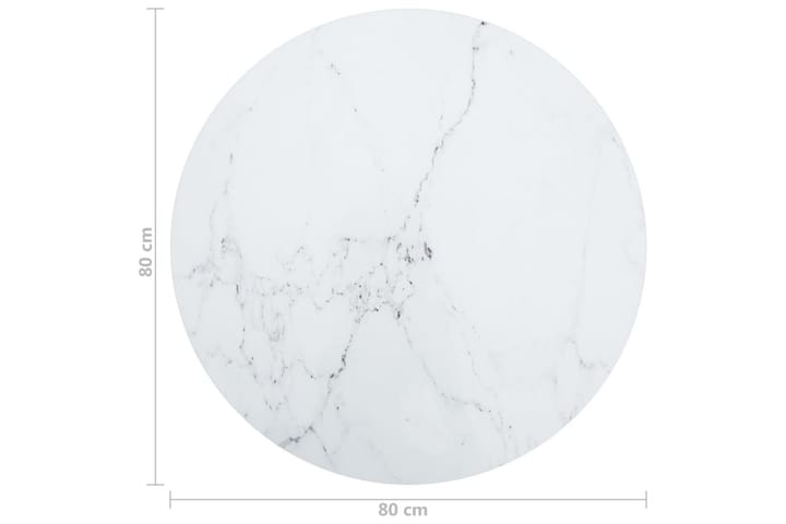 Bordsskiva vit Ã˜80x1 cm härdat glas med marmortextur - Vit - Möbler - Bord & matgrupp - Bordstillbehör - Illäggsskiva