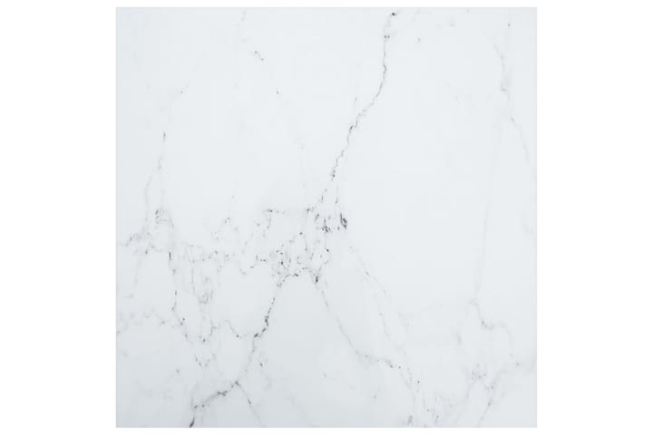 Bordsskiva vit 80x80 cm 6 mm härdat glas med marmortextur - Vit - Möbler - Bord & matgrupp - Bordstillbehör - Illäggsskiva