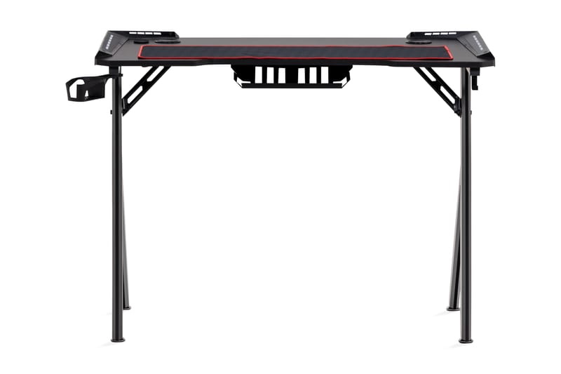 Gamingbord Zaritap LED-ljus 100 cm + Mugghållare & Hörlurshå - Svart - Möbler - Bord & matgrupp - Kontorsbord - Gamingbord