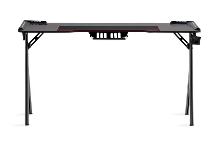 Gamingbord Zaritap LED-ljus 140 cm + Mugghållare & Hörlurshå - Svart - Möbler - Bord & matgrupp - Kontorsbord - Gamingbord