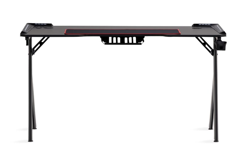 Gamingbord Zaritap LED-ljus 140 cm + Mugghållare & Hörlurshå