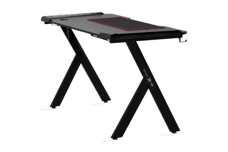Gamingbord Zaritap LED-ljus 140 cm + Mugghållare & Hörlurshå - Svart - Möbler - Bord & matgrupp - Kontorsbord - Gamingbord