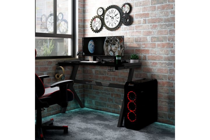 Gamingskrivbord LED med Y-formade ben svart 90x60x75 cm - Svart - Möbler - Bord & matgrupp - Kontorsbord - Gamingbord