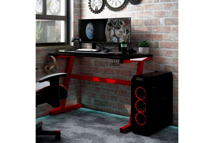 Gamingskrivbord LED med Z-formade ben svart 110x60x75 cm - Svart - Möbler - Bord & matgrupp - Kontorsbord - Gamingbord
