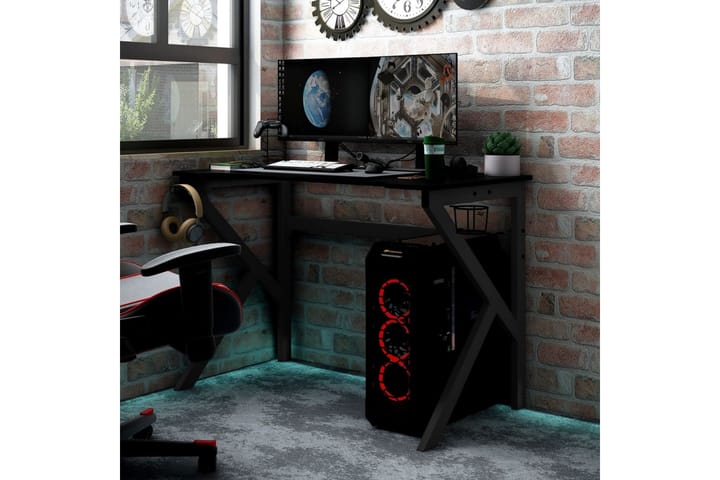 Gamingskrivbord med K-formade ben svart 110x60x75 cm - Svart - Möbler - Bord & matgrupp - Kontorsbord - Gamingbord