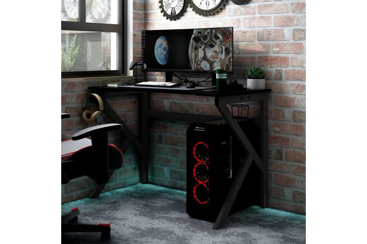 Gamingskrivbord med K-formade ben svart 90x60x75 cm - Svart - Möbler - Bord & matgrupp - Kontorsbord - Gamingbord