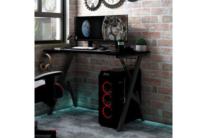 Gamingskrivbord med Y-formade ben svart 90x60x75 cm - Svart - Möbler - Bord & matgrupp - Kontorsbord - Gamingbord