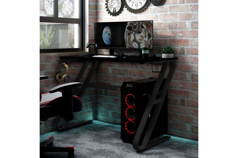 Gamingskrivbord med ZZ-formade ben svart 90x60x75 cm - Svart - Möbler - Bord & matgrupp - Kontorsbord - Gamingbord