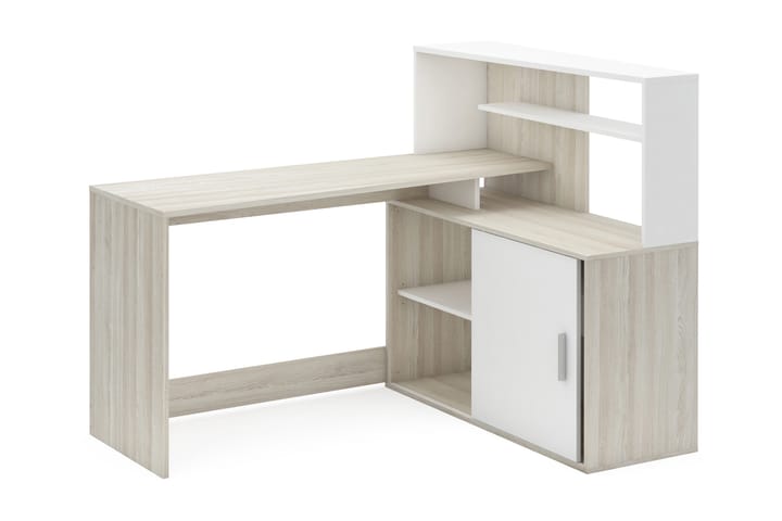 Hörnskrivbord Brice 141 cm med Förvaring Hyllor + Lådor - Trä/Vit - Möbler - Bord & matgrupp - Kontorsbord - Skrivbord