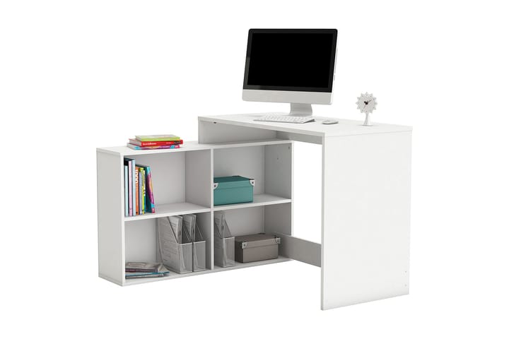 Hörnskrivbord Corner 112 cm med Förvaring Hyllor - Vit - Möbler - Bord & matgrupp - Kontorsbord - Skrivbord - Hörnskrivbord