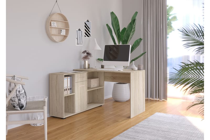 Hörnskrivbord Elisina 122 cm med Förvaring 4 Hyllor - Sandek - Möbler - Bord & matgrupp - Kontorsbord - Skrivbord - Hörnskrivbord