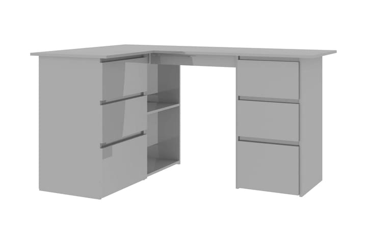 Hörnskrivbord grå högglans 145x100x76 cm spånskiva - Grå - Möbler - Bord & matgrupp - Kontorsbord - Skrivbord - Hörnskrivbord