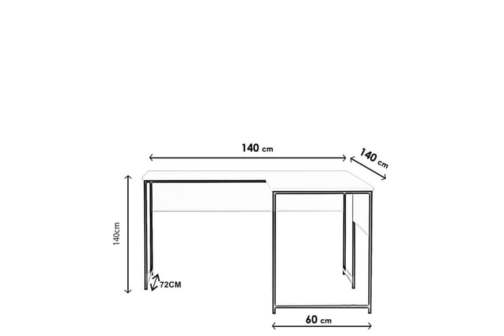Hörnskrivbord Kocaeli 140 cm med Förvaring Hyllor - Vit/Svart - Möbler - Bord & matgrupp - Kontorsbord - Skrivbord - Hörnskrivbord