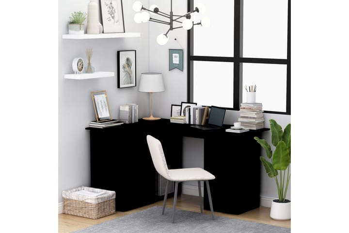 Hörnskrivbord svart 145x100x76 cm spånskiva - Svart - Möbler - Bord & matgrupp - Kontorsbord - Skrivbord - Hörnskrivbord