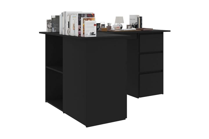 Hörnskrivbord svart 145x100x76 cm spånskiva - Svart - Möbler - Bord & matgrupp - Kontorsbord - Skrivbord - Hörnskrivbord