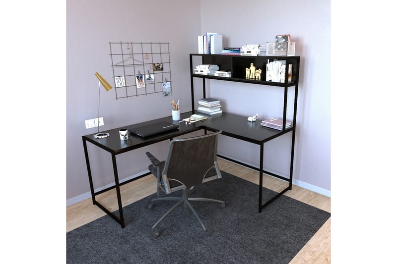 Hörnskrivbord Tasarima 154 cm med Förvaring Hyllor - Svart - Möbler - Bord & matgrupp - Kontorsbord - Skrivbord - Hörnskrivbord