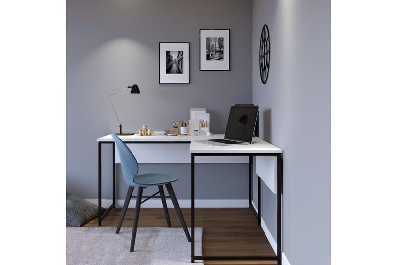 Hörnskrivbord Tasarima 160 cm - Vit/Svart - Möbler - Bord & matgrupp - Kontorsbord - Skrivbord - Hörnskrivbord