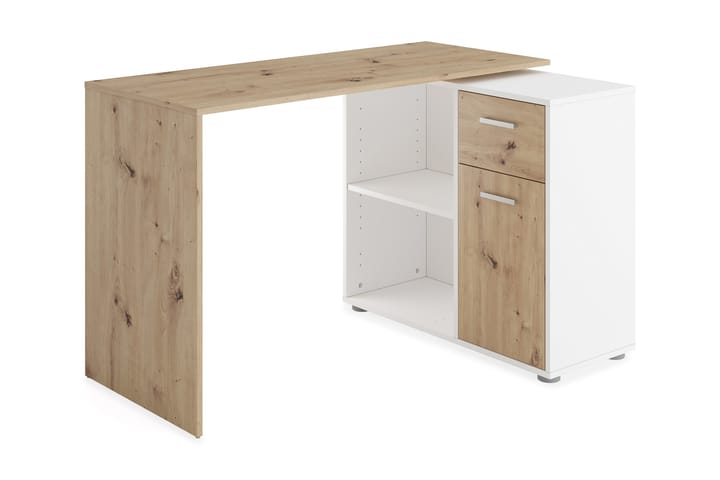 Hörnskrivbord Thapar 117 cm med Förvaring - Ljusbrun/Vit - Möbler - Bord & matgrupp - Kontorsbord - Skrivbord