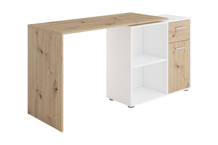 Hörnskrivbord Thapar 117 cm med Förvaring - Ljusbrun/Vit - Möbler - Bord & matgrupp - Kontorsbord - Skrivbord - Hörnskrivbord