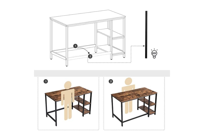 Datorbord 120 cm med Förvaring Hylla - Vasagle - Möbler - Bord & matgrupp - Kontorsbord - Skrivbord