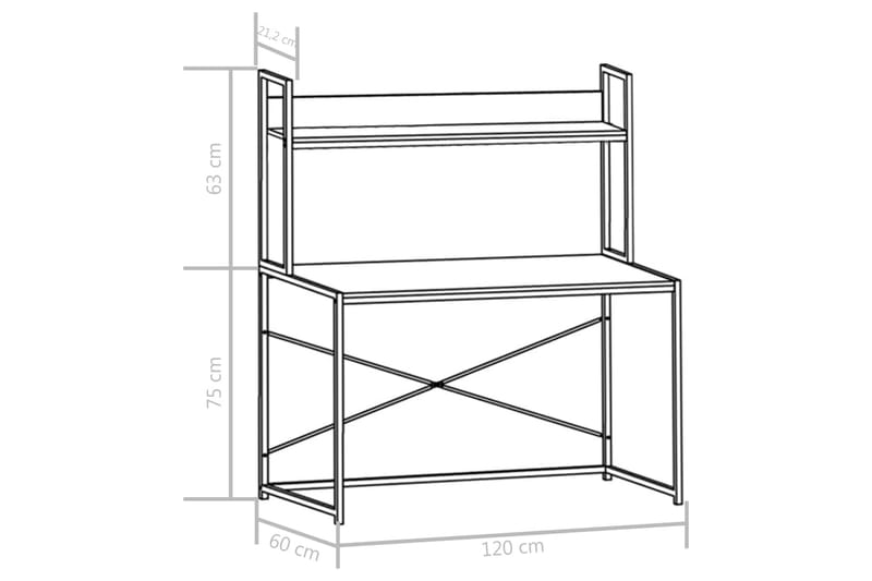 Datorbord svart och ek 120x60x138 cm - Svart - Möbler - Bord & matgrupp - Kontorsbord - Skrivbord