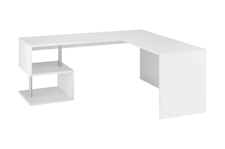 Hörnskrivbord Esino 160 cm med Förvaring Hyllor - Vit Högglans - Möbler - Bord & matgrupp - Kontorsbord - Skrivbord
