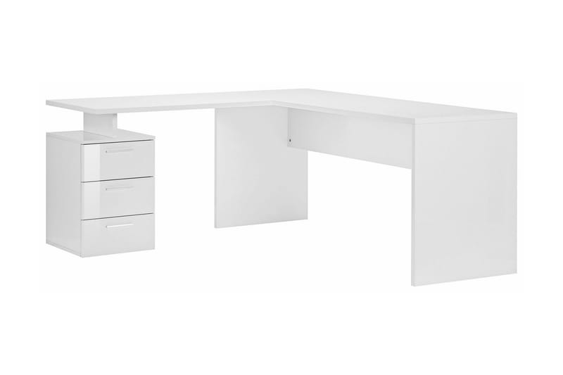 Hörnskrivbord Saleni 180 cm med Förvaring 3 Lådor - Vit Högglans - Möbler - Bord & matgrupp - Kontorsbord - Skrivbord - Hörnskrivbord