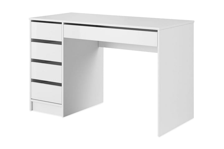 Moon Skrivbord 120 cm med Förvaring 5 Lådor - Vit/Vit Högglans - Möbler - Bord & matgrupp - Kontorsbord - Skrivbord