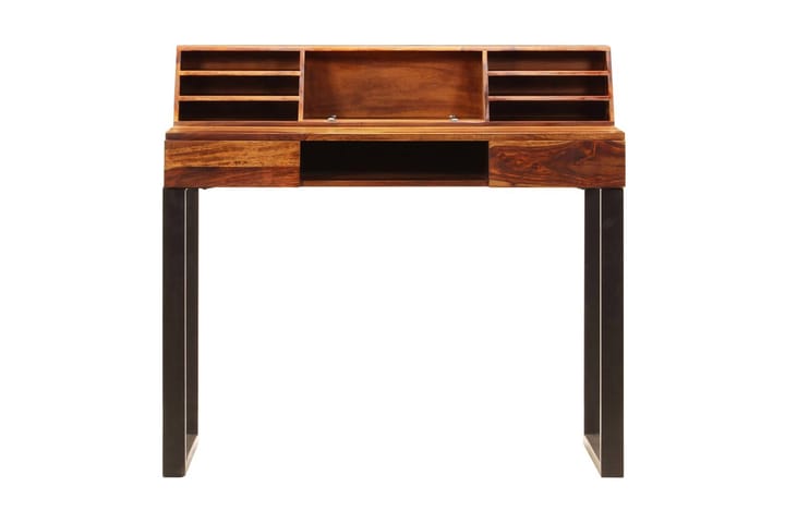 Skrivbord 110x50x94 cm massivt sheshamträ och stål - Brun - Möbler - Bord & matgrupp - Kontorsbord - Skrivbord