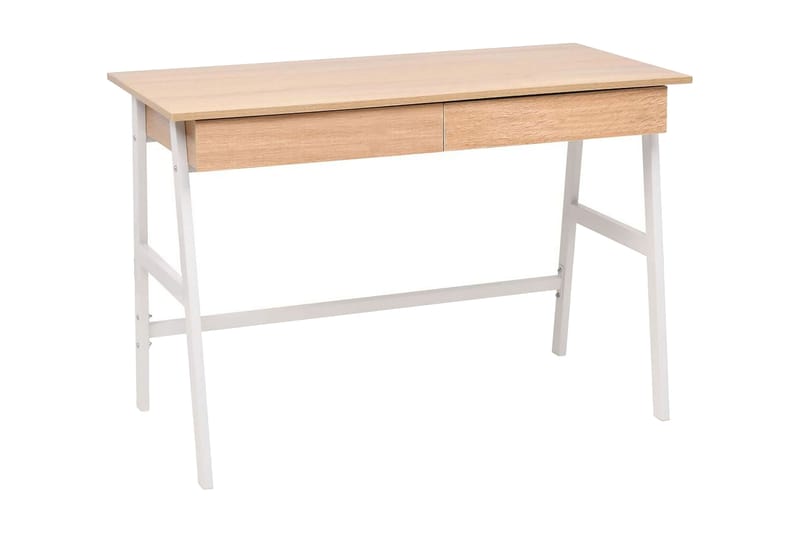 Skrivbord 110x55x75 cm ekfärg och vit - Vit - Möbler - Bord & matgrupp - Kontorsbord - Skrivbord