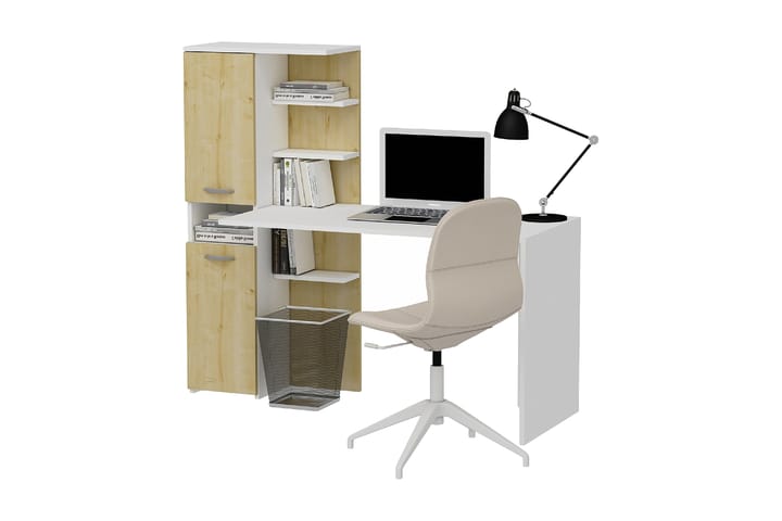Skrivbord 120 cm med Förvaring Hyllor + 2 Skåp Vit/Ek - Homemania - Möbler - Bord & matgrupp - Kontorsbord - Skrivbord