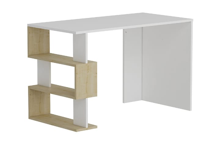 Skrivbord 120 cm med Förvaring Hyllor Vit/Ek - Homemania - Möbler - Bord & matgrupp - Kontorsbord - Skrivbord