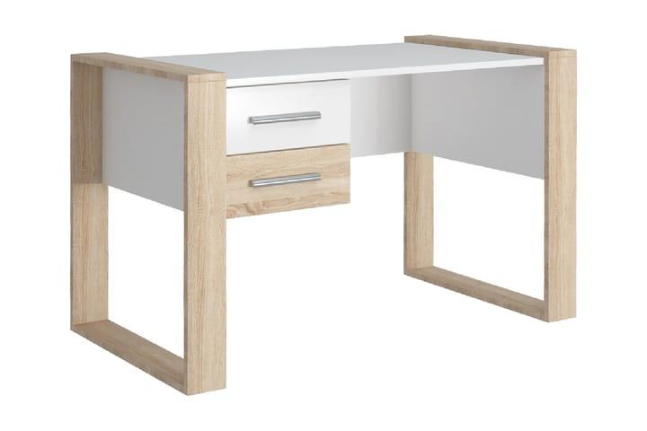 Skrivbord 124 cm med Förvaring 2 Lådor Vit/Sandek - Homemania - Möbler - Bord & matgrupp - Kontorsbord - Skrivbord