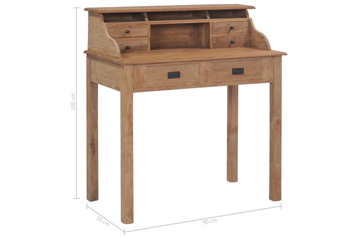 Skrivbord 90x50x100 cm massiv teak - Brun - Möbler - Bord & matgrupp - Kontorsbord - Skrivbord