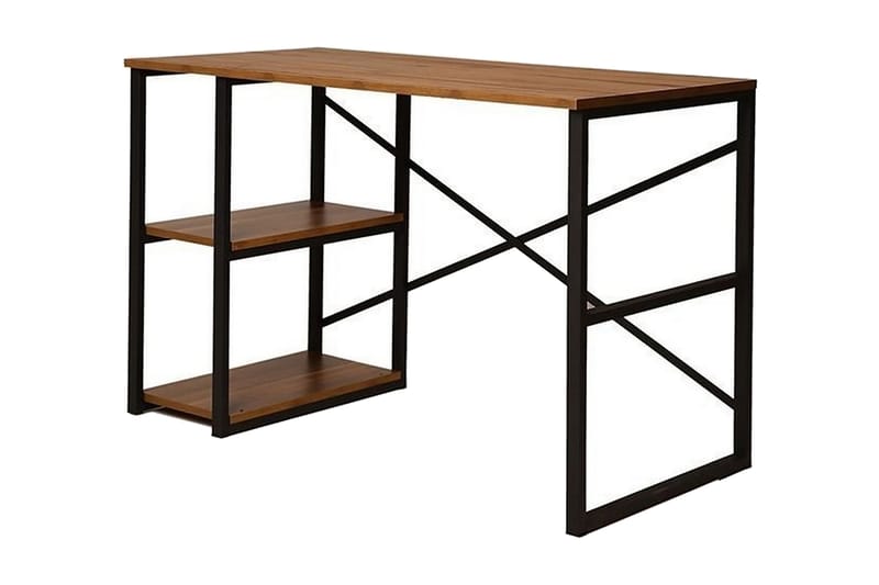 Skrivbord Aizpute 120 cm med Förvaring Hylla - Natur/Svart - Möbler - Bord & matgrupp - Kontorsbord - Skrivbord