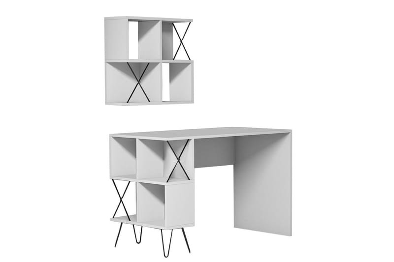 Skrivbord Amtorp 120 cm med Förvaring Hylla + Bokhylla Liten - Vit/Svart - Möbler - Bord & matgrupp - Kontorsbord - Skrivbord
