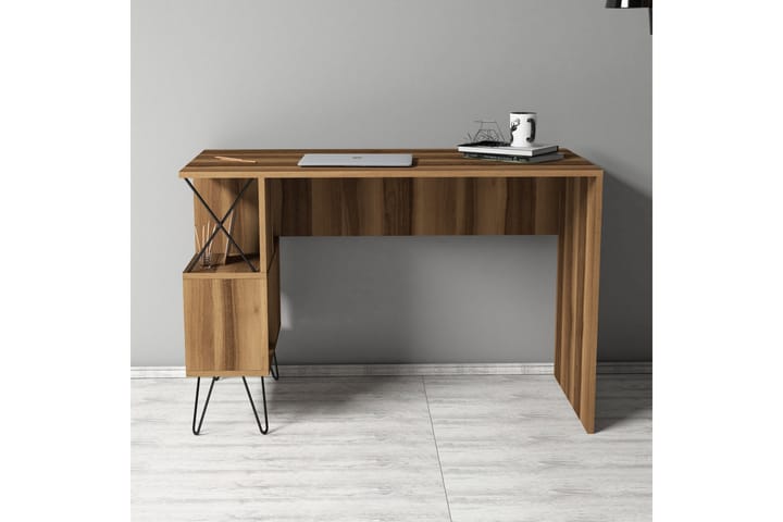 Skrivbord Amtorp 120 cm med Förvaring Hylla - Brun/Svart - Möbler - Bord & matgrupp - Kontorsbord - Skrivbord