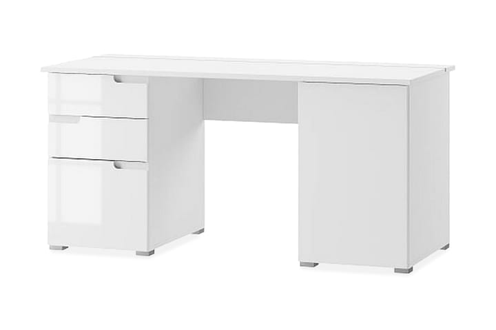 Skrivbord Aydan 158 cm med Förvaring Lådor + Hyllor - Vit/Vit Högglans - Möbler - Bord & matgrupp - Kontorsbord - Skrivbord