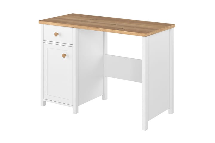 Skrivbord Biola 110 cm med Förvaring Låda + Skåp - Beige/Vit - Möbler - Bord & matgrupp - Kontorsbord - Skrivbord