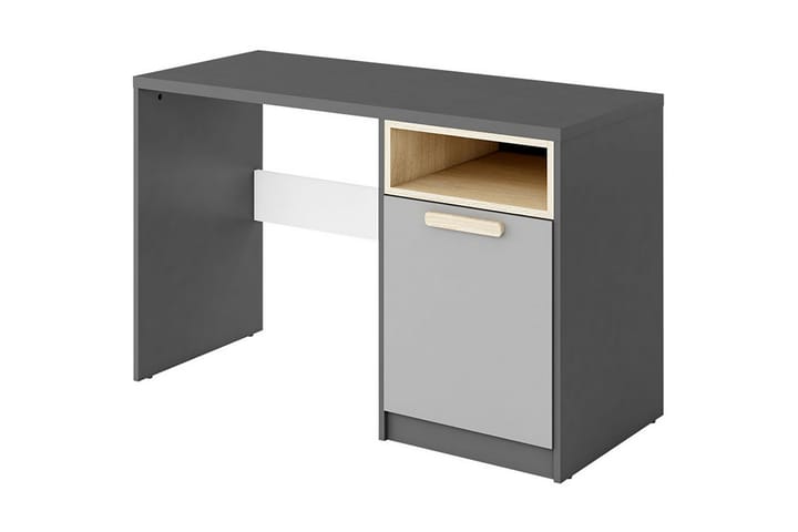 Skrivbord Biola 120 cm med Förvaring Skåp + Hylla - Svart/Vit/Grå - Möbler - Bord & matgrupp - Kontorsbord - Skrivbord