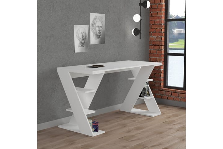 Skrivbord Briska 140 cm med Förvaring Hyllor - Vit - Möbler - Bord & matgrupp - Kontorsbord - Skrivbord