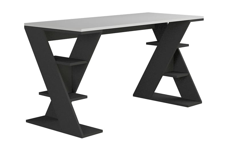 Skrivbord Briska 140 cm med Förvaring Hyllor - Vit/Mörkgrå - Möbler - Bord & matgrupp - Kontorsbord - Skrivbord