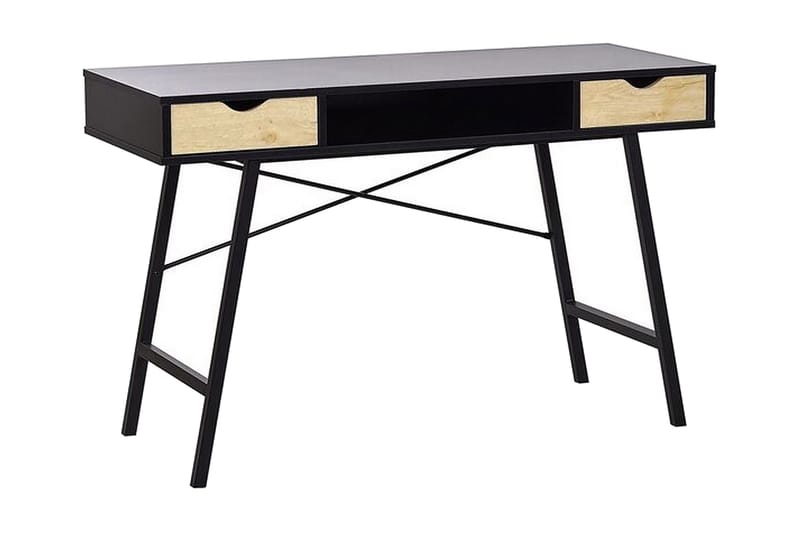 Skrivbord Bromide 120 cm med Förvaring Hylla+2 Lådor - Svart/Ljust Trä - Möbler - Bord & matgrupp - Kontorsbord - Skrivbord
